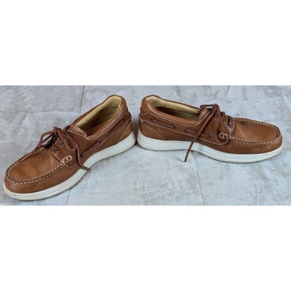 Samuel Hubbard New Endeavor Boat Shoe Men 9.5 Saddlebag Tan Leather/Vibram Soles - Picture 3 of 8